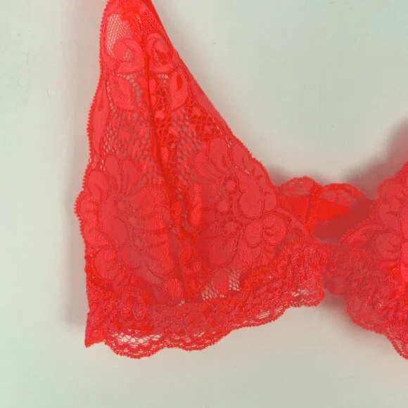 NWT We are HAH x Free People Chi Bralittle Lace Bra Fried Salmon Size Small S - Picture 3 of 9